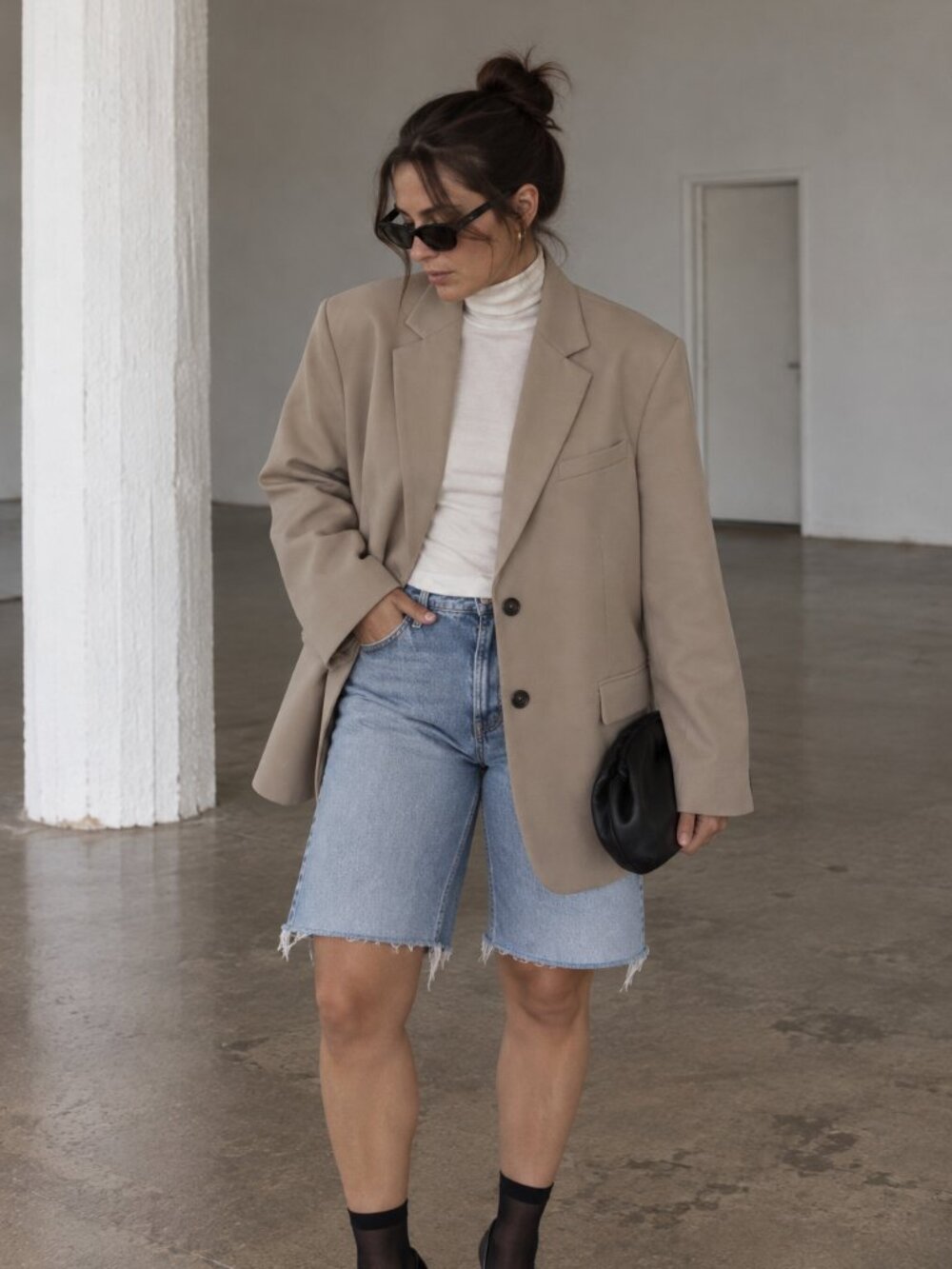 ANINE BING Oversized Wool Blazer | Beige/Taupe | Size L